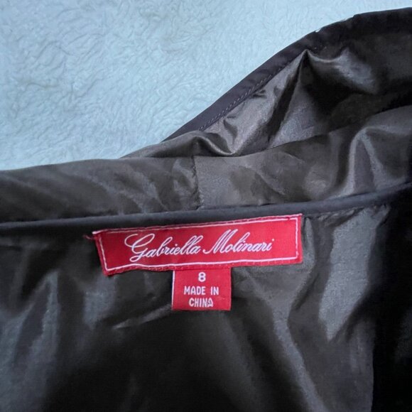 Gabriella Molinari Womens Black & White Crinkle Zip Up Hoodie Sz 8 Smocked Trim - Picture 3 of 9